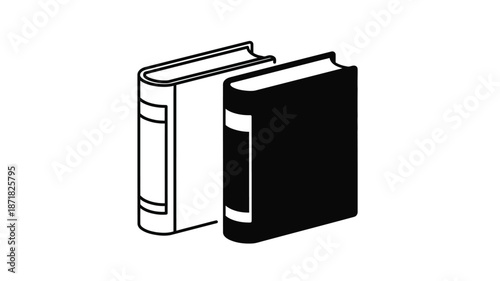 Two stacked books presented in a striking black and white silhouette