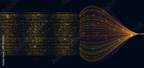 Network big data communcation on dark background. Technology data analyzing concept.