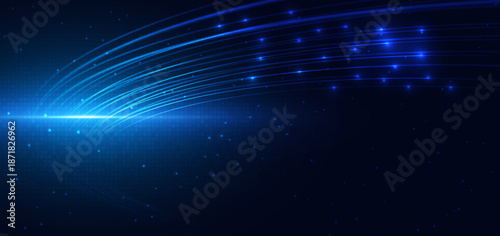 Lines curve glowing with lighting effect on dark background.
