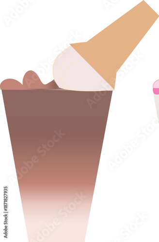 vector illustration of ice cream coffee