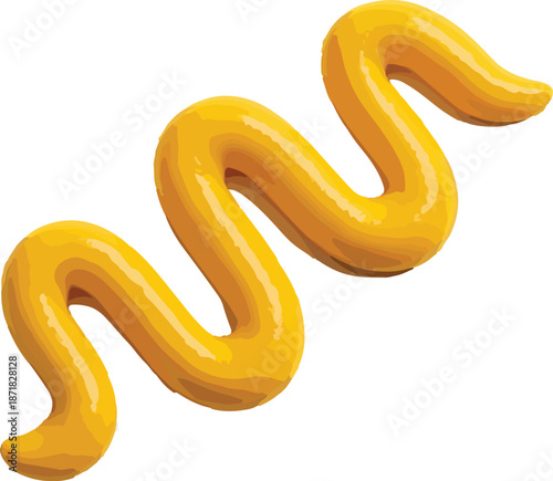Yellow Mustard Swirl Isolated on White Background Keywords: mustard, yellow, sauce, condiment