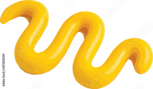 Yellow Mustard Wavy Line on White Background squiggle