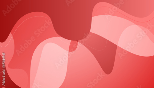 Abstract red background with flowing, translucent wavy shapes creating a dynamic and modern design.