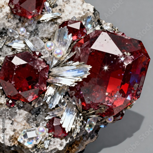 Recognizable by its sparkling garnet crystals interleaved with m