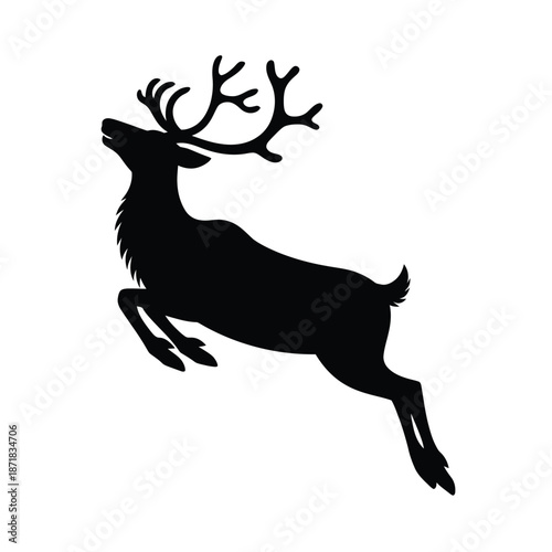 A silhouette of a leaping reindeer showcasing its dynamic form