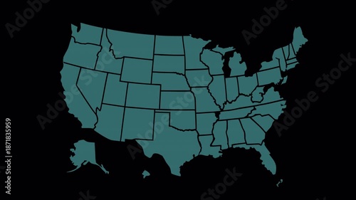 USA Map Animation with Washington State Highlight and Digital Tracking Frame