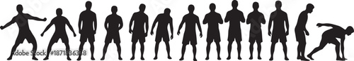 Silhouette of a man in various running motion poses