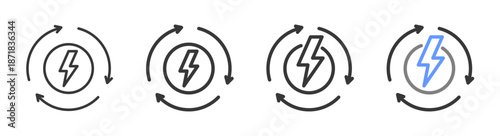 The Ultimate renewable Styles with Variations Line of icon set vector illustration