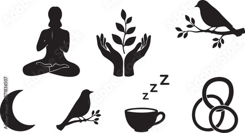 Mindfulness and Relaxation Symbols for a Peaceful Life Style