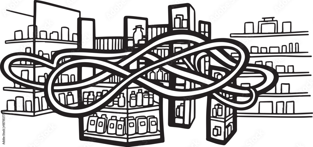 Naklejka premium Infographic of a city with a knot in front