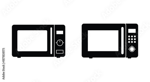Two black and white microwave oven icons displayed side by side