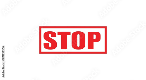 A red stop sign illustration within a rectangular frame simple design