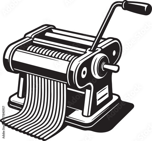 Silhouette of pasta maker extruding spaghetti, culinary art concept