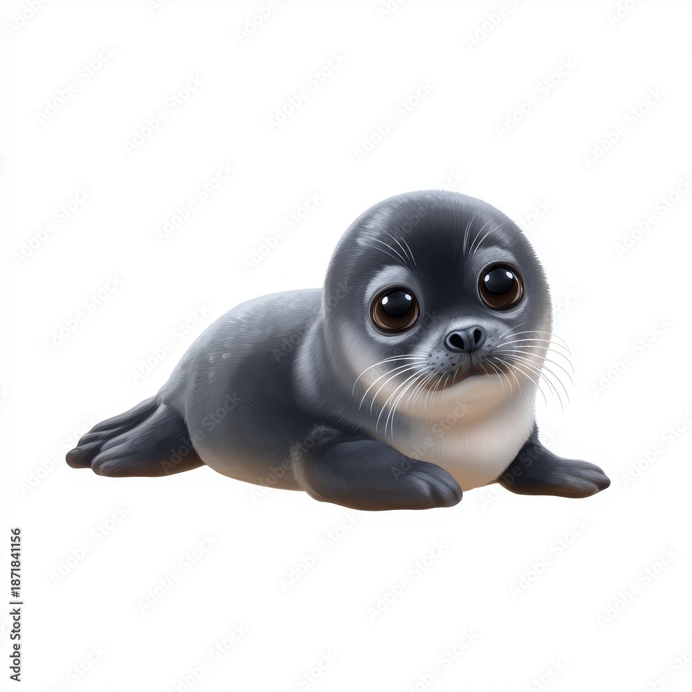 Fototapeta premium Playful baby seal relaxing on the shoreline coastal beach cute animals natural habitat close-up view wildlife photography