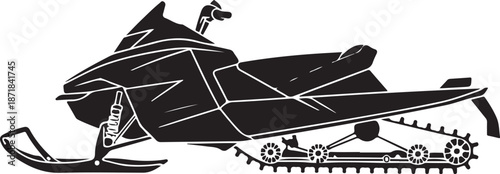 Snowmobile solid icon, World snow day concept, Motor sled sign. Vector black silhouette. with white background