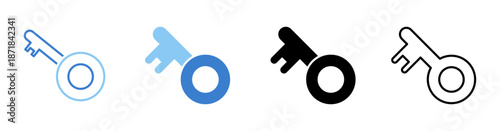 Key Icon Sheet Multiple Style Collection Isolated Vector