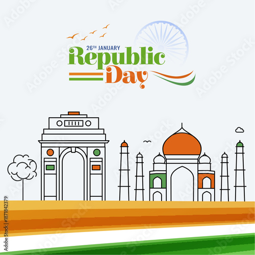 India Republic Day 26th January Celebration Vector Illustration