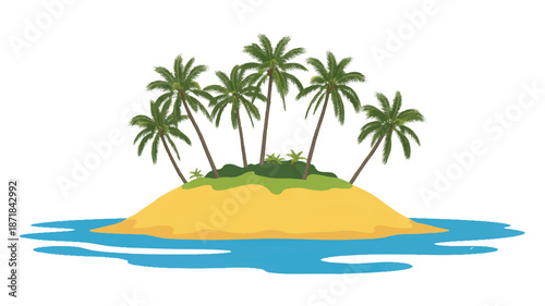 A flat, minimalist illustration of a tropical island in the middle of blue ocean waters (2)_traced