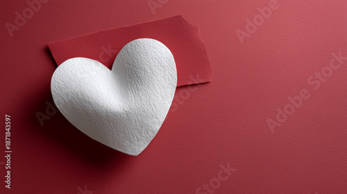 white paper heart on red background for valentines business banner