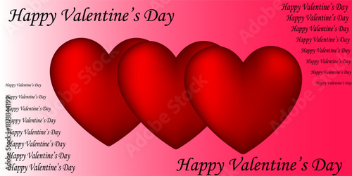 Valentine's Day concept. Greeting card layout composition on a pastel pink background with red hearts and a silhouette of a guy and a girl on a pink heart. Blank for background, decor, congratulations