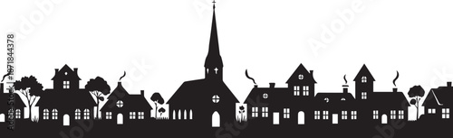 Quaint village silhouette