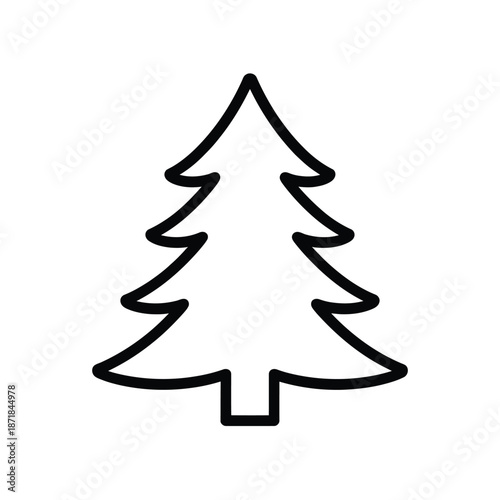 Simple black and white outline of a classic christmas tree design