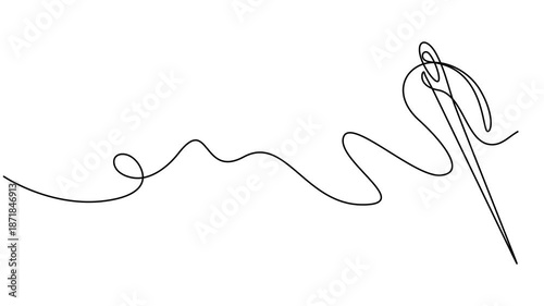 Tailor equipment continuous line motion graphic seamless loop, Needle thread icon one line art animation seamless loop minimal design, Self drawing animation of one continuous line. Hand drawn