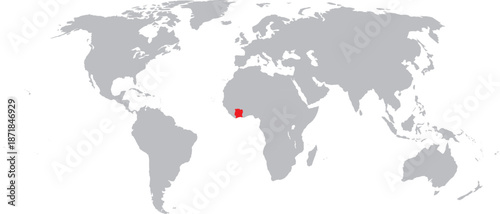  Ivory Coast Highlighted on World Map Vector Design.