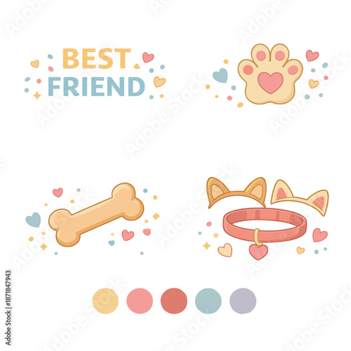Cute Pet Best Friend Elements Collection