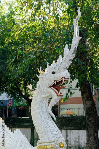 Close up of naga statue in chiang mai temple