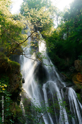 View of the Autoire Waterfall, in the department LOT in france. Beautiful hike in countryside.