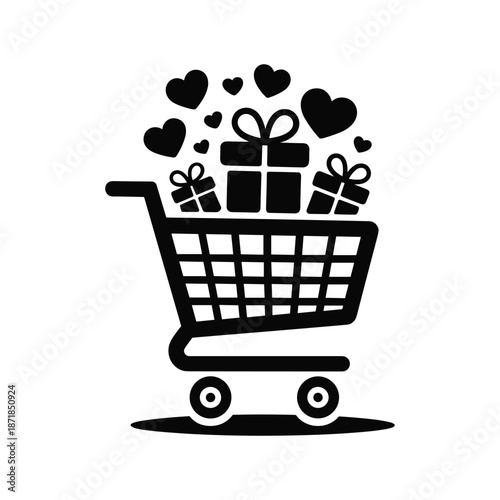 Minimal shopping cart icon symbolizing online shopping purchase and retail commerce for web and app design