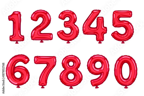 Red number balloons for birthday party decoration and anniversary celebration events vector