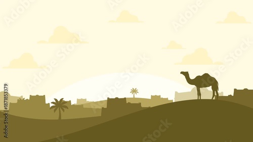 Editable Animated Desert Background for PowerPoint - Minimalist Flat Vector