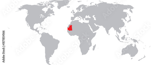 Mauritania Highlighted on World Map Vector Design