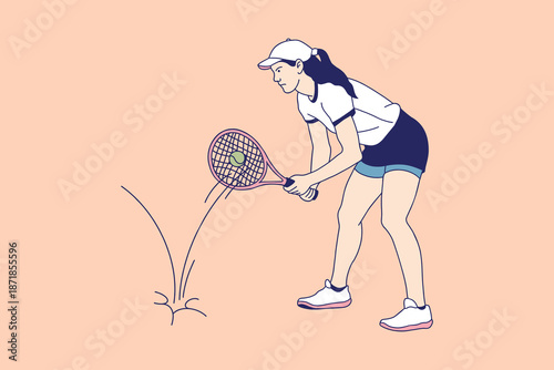 Female Tennis Player Sport Action Vector Art