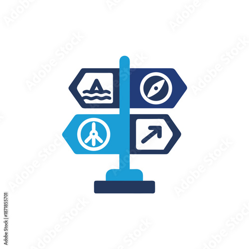 Multiple signs indicating directions