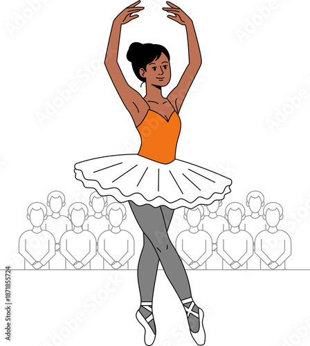 Illustration of A ballerina dancing for Black History Month.