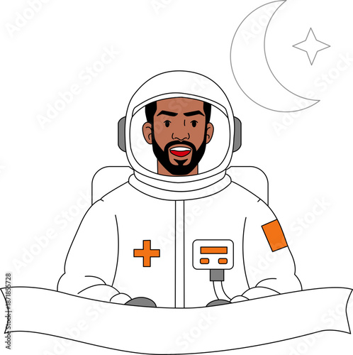 Illustration of A spaceman, wearing a space suit for Black History Month.