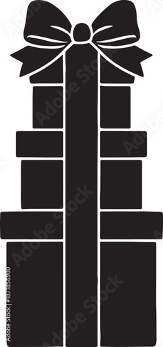 Stack of Chocolate Gift Boxes with Ribbon Silhouette for Chocolate Day