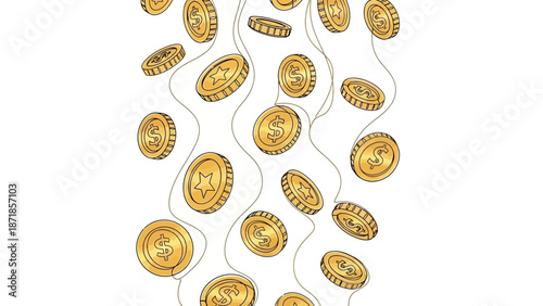 gold coins floating in air