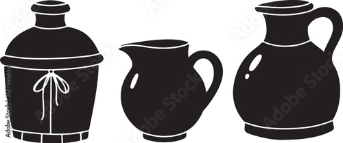 Black and white ceramic jug and pot silhouettes