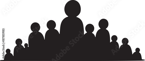 Silhouette of a large group of people together