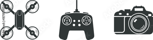 Drone remote controller and camera icons