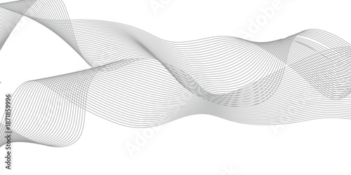 Abstract wave element for design. Digital frequency track equalizer. Stylized line art background. Vector illustration. Wave with lines created using blend tool. Curved wavy line, smooth stripe.