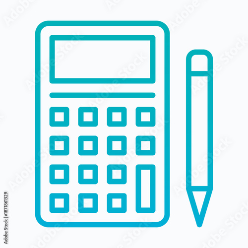 Calculator icon. Accounting calculator icon Sign On White Background, Gradient Line Style Icon.