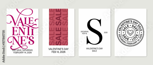 Valentine's Day celebration poster set sale