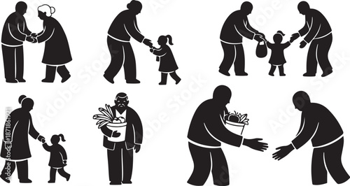 Silhouette of people showing love and care