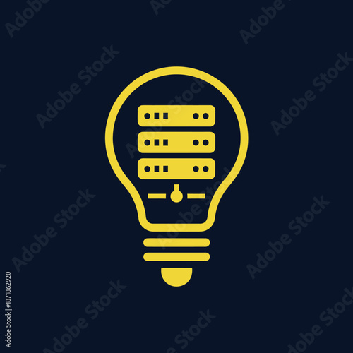 Server Rack Inside Light Bulb Idea Symbol.