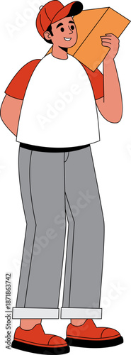 Delivery Person a Package Illustration